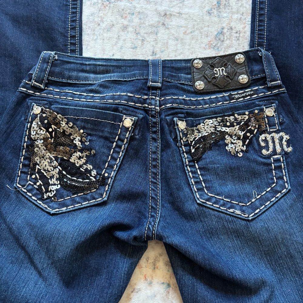 Miss Me Dark Blue Sequin Embellished Jeans